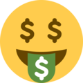 money mouth face on platform Twitter