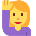 woman raising hand on platform Twitter