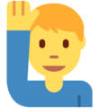 man raising hand on platform Twitter