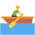 man rowing boat on platform Twitter
