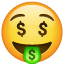 money mouth face on platform Whatsapp